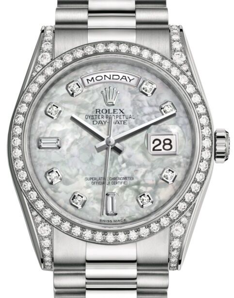 Rolex Day-Date 36 36 mm 118389WMDDP White Gold/Diamonds White Mother of Pearl