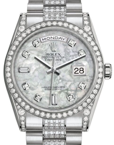 Rolex Day-Date 36 36 mm 118389WMOPDDP White Gold/Diamonds White Mother of Pearl