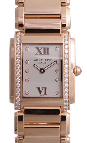 Patek Philippe Twenty~4 40 mm 4910/11R-011W Rose Gold/Diamonds Silver Opaline