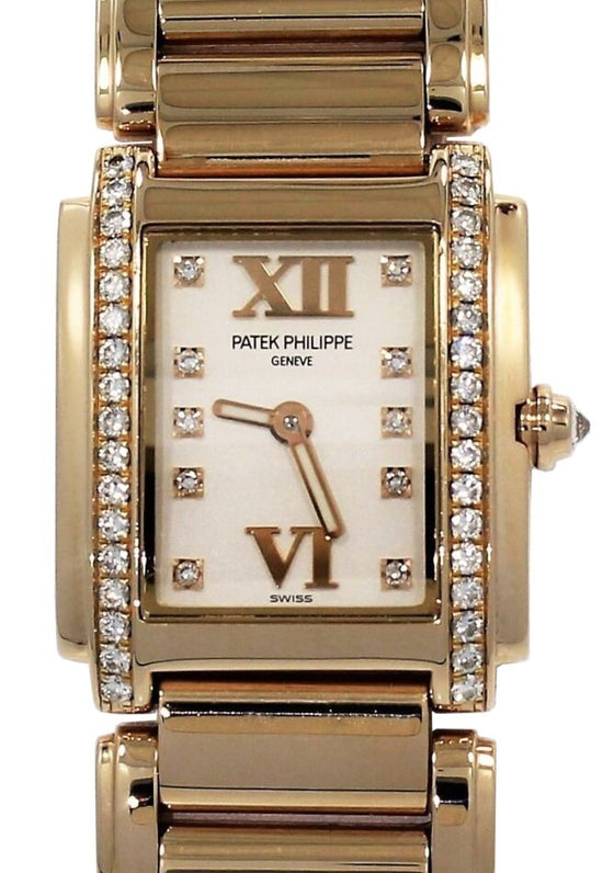 Patek Philippe Twenty~4 4908/11R-011 Quartz White Dial Rose Gold/Diamonds