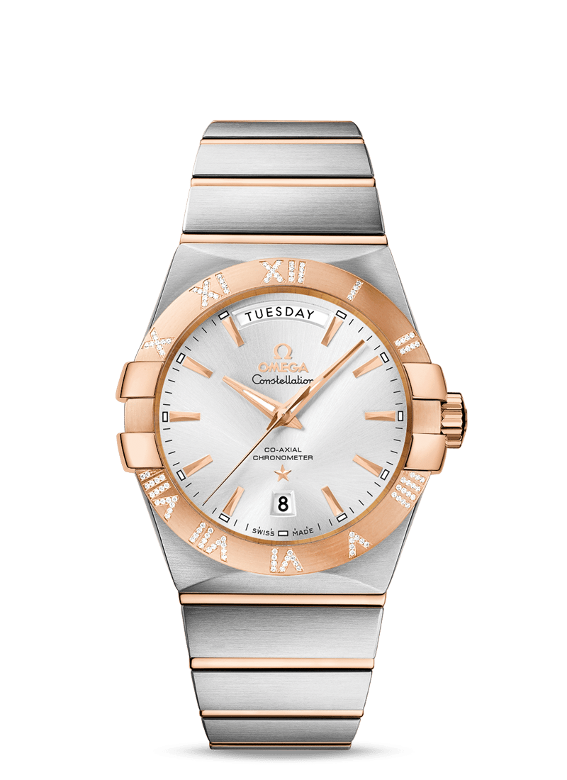 Omega Constellation Co-Axial 123.20.38.21.52.001 38mm Silver Diamond Roman Red Gold Stainless Steel - BRAND NEW