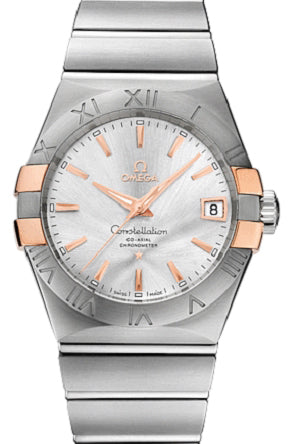 Omega Constellation Co-Axial 123.20.38.21.02.004 38mm Silver Index Roman Red Gold Stainless Steel - BRAND NEW