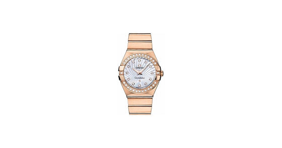 Omega Constellation Quartz 123.55.27.60.55.001 27mm White Mother of Pearl Guilloche Diamond Red Gold BRAND NEW