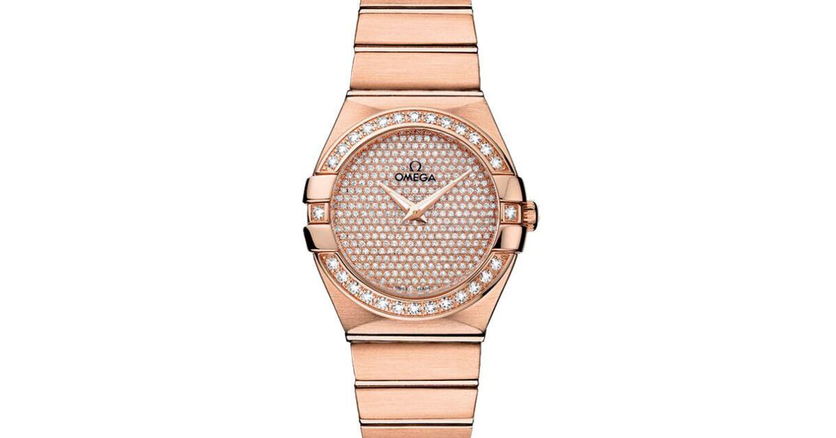 Omega Constellation Quartz 123.55.27.60.99.004 27mm Diamond Pave Red Gold BRAND NEW