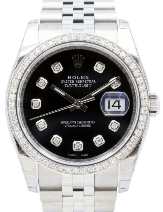 Rolex Datejust 36 mm 126200BDJ1 Steel/White Gold/Diamonds Black