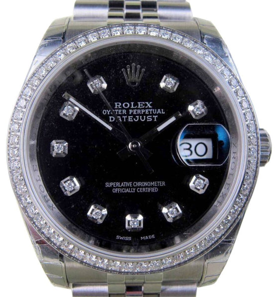 Rolex Datejust 36 mm 126200BDJ Steel/White Gold/Diamonds Black