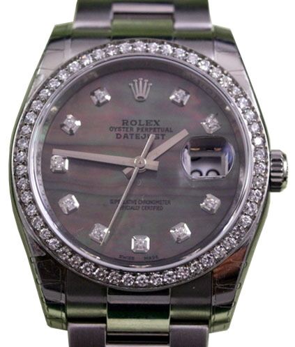 Rolex Datejust 36 mm 126200BMOPCB Steel/White Gold/Diamonds Black Mother of Pearl