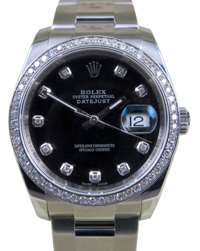 Rolex Datejust 36 mm 126200CBLKDO Steel/White Gold/Diamonds Black