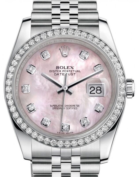 Rolex Datejust 36 mm 126200PDJ Steel/White Gold/Diamonds Pink