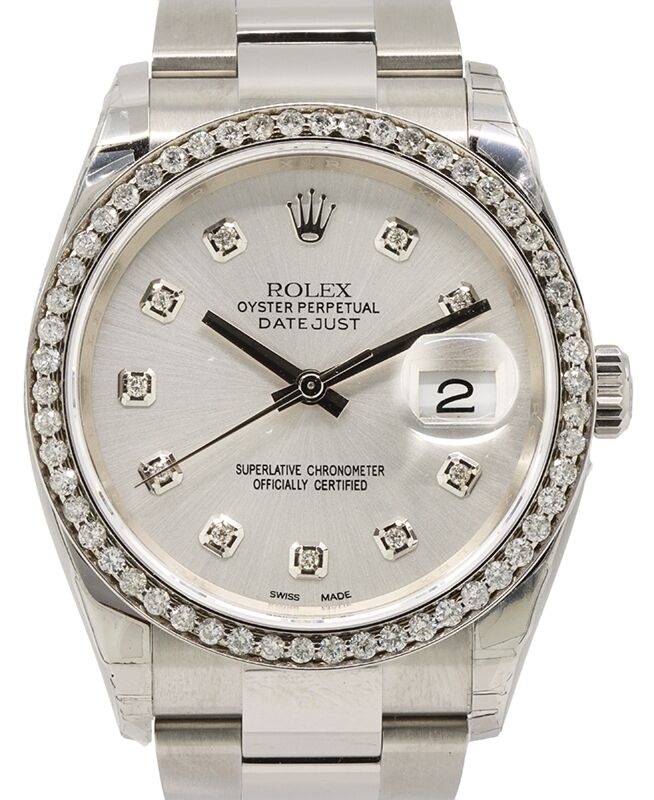Rolex Datejust 36 mm 126200SDCB Steel/White Gold/Diamonds Silver