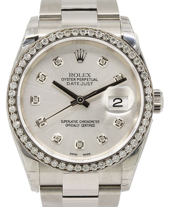 Rolex Datejust 36 mm 126200SDCB Steel/White Gold/Diamonds Silver