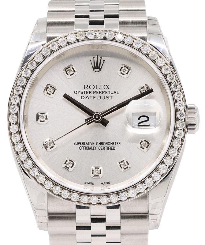 Rolex Datejust 36 mm 126200SDDJ Steel/White Gold/Diamonds Silver