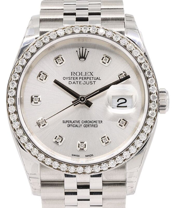 Rolex Datejust 36 mm 126200SDDJ Steel/White Gold/Diamonds Silver