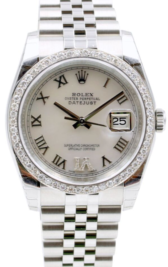 Rolex Datejust 36 mm 126200WCDJP6 Steel/White Gold/Diamonds White