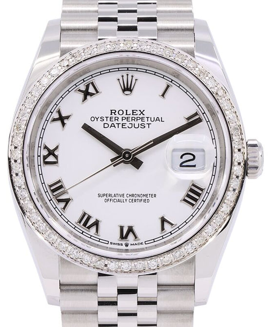 Rolex Datejust 36 mm 126200WCDJ Steel/White Gold/Diamonds White