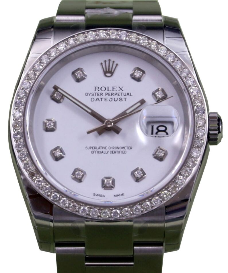 Rolex Datejust 36 mm 126200WHTD Steel/White Gold/Diamonds White