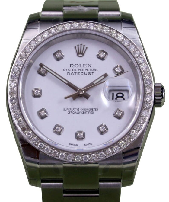 Rolex Datejust 36 mm 126200WHTD Steel/White Gold/Diamonds White