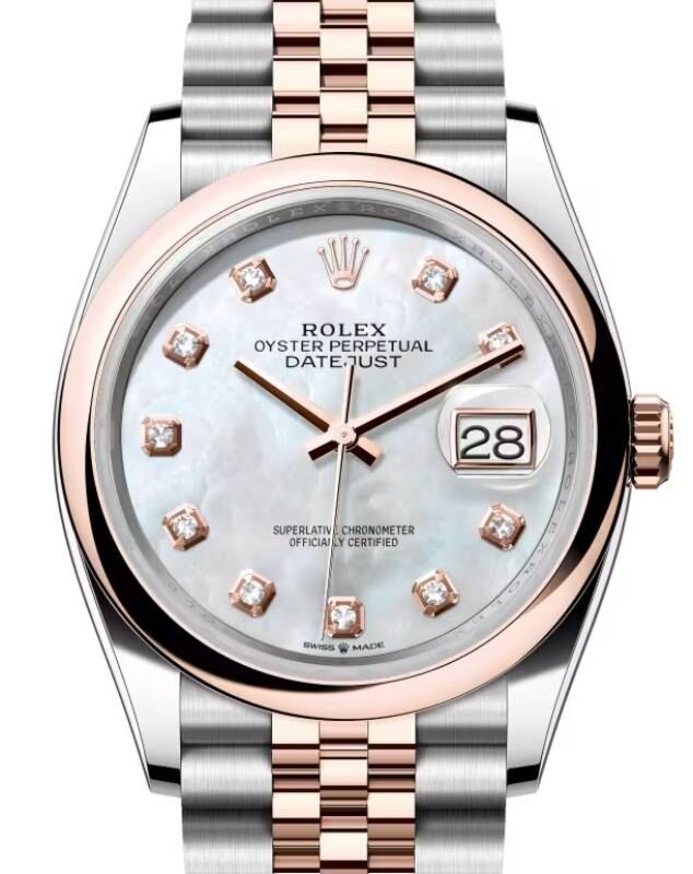 Rolex Datejust 36 36 mm 126201WMDJ Steel/Rose Gold White Mother of Pearl