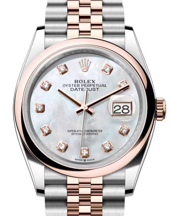 Rolex Datejust 36 36 mm 126201WMDJ Steel/Rose Gold White Mother of Pearl