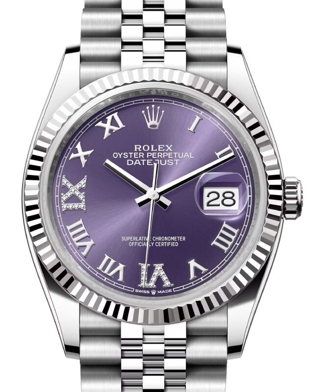 Rolex Datejust 36 36 mm 126234ARDJ Steel/White Gold Aubergine