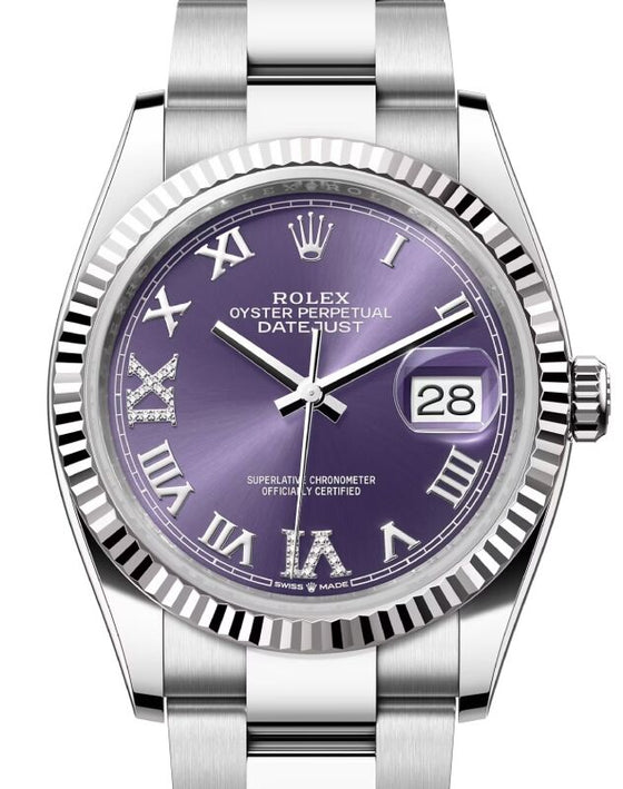 Rolex Datejust 36 36 mm 126234ARDO Steel/White Gold Aubergine