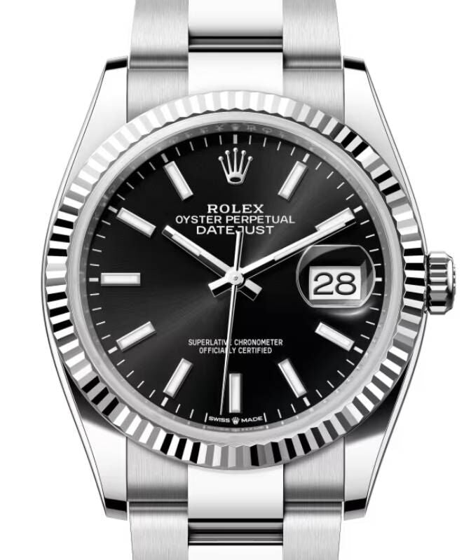 Rolex Datejust 36 36 mm 126234BKSO Steel/White Gold Black