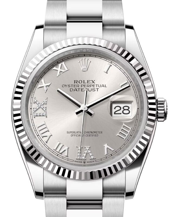 Rolex Datejust 36 36 mm 126234SRDO Steel/White Gold Silver