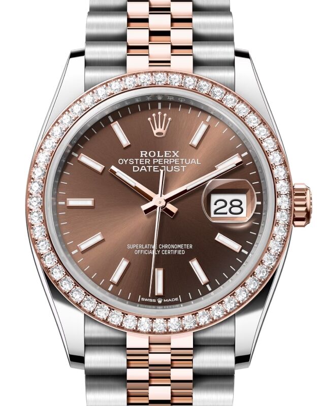 Rolex Datejust 36 36 mm 126281RBRCHOSJ Steel/Rose Gold/Diamonds Chocolate