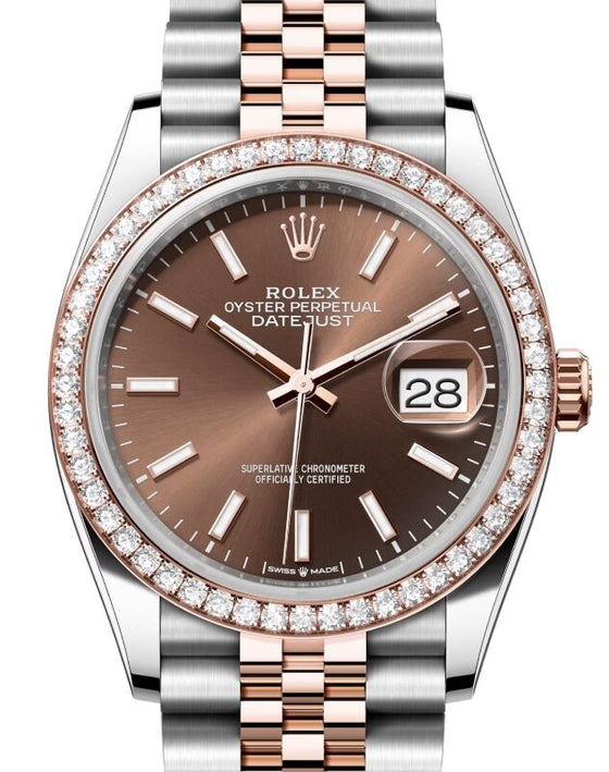 Rolex Datejust 36 36 mm 126281RBRCHOSJ Steel/Rose Gold/Diamonds Chocolate