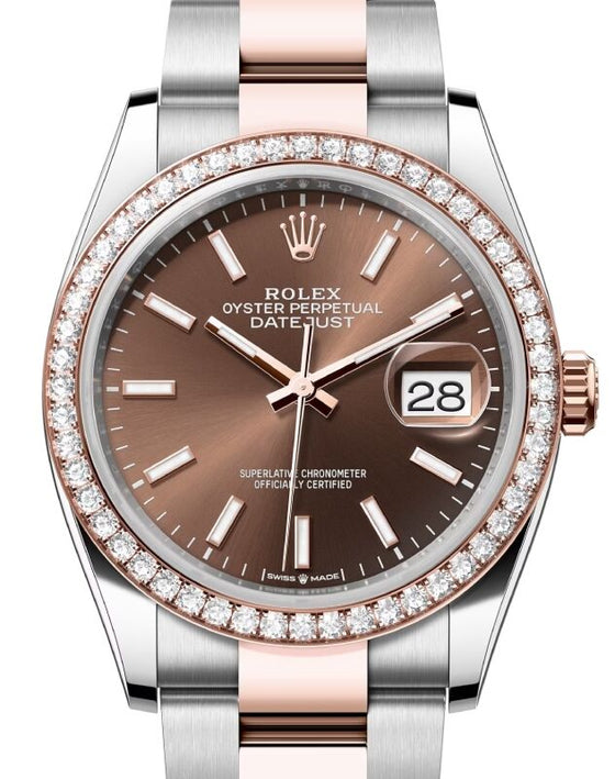 Rolex Datejust 36 36 mm 126281RBRCHOSO Steel/Rose Gold/Diamonds Chocolate