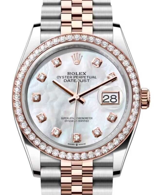 Rolex Datejust 36 36 mm 126281RBRWMDJ Steel/Rose Gold/Diamonds White Mother of Pearl