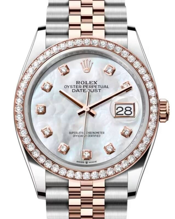 Rolex Datejust 36 36 mm 126281RBRWMDJ Steel/Rose Gold/Diamonds White Mother of Pearl