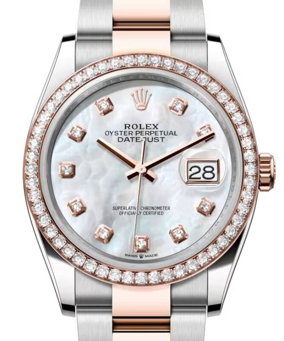 Rolex Datejust 36 36 mm 126281RBRWMDO Steel/Rose Gold/Diamonds White Mother of Pearl