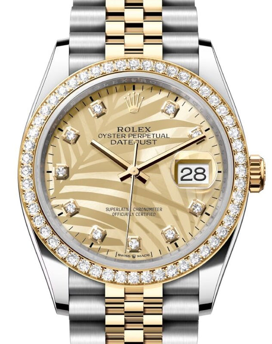 Rolex Datejust 36 36 mm 126283RBRGOLPMDJ Steel/Yellow Gold/Diamonds Golden