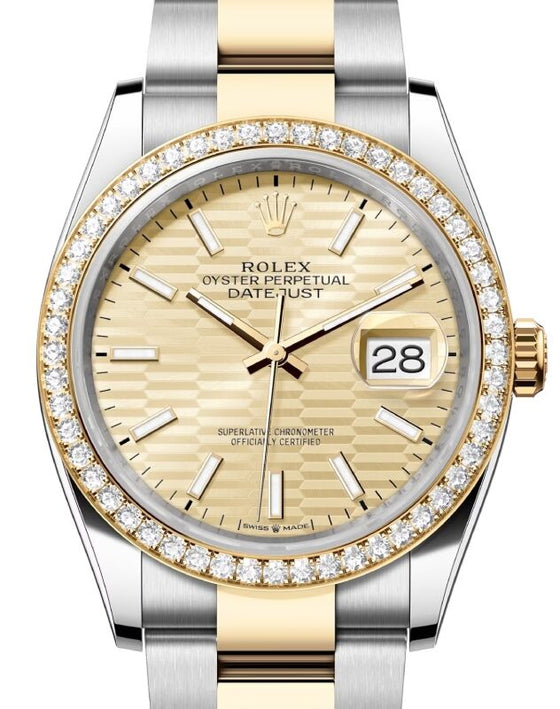 Rolex Datejust 36 36 mm 126283RBRGSO1 Steel/Yellow Gold/Diamonds Golden