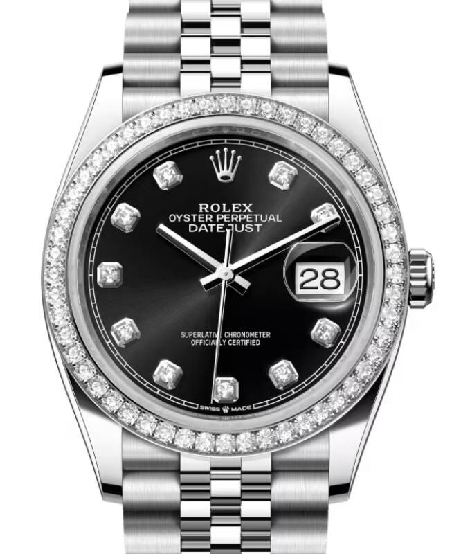 Rolex Datejust 36 36 mm 126284RBRBKDJ Steel/White Gold/Diamonds Black