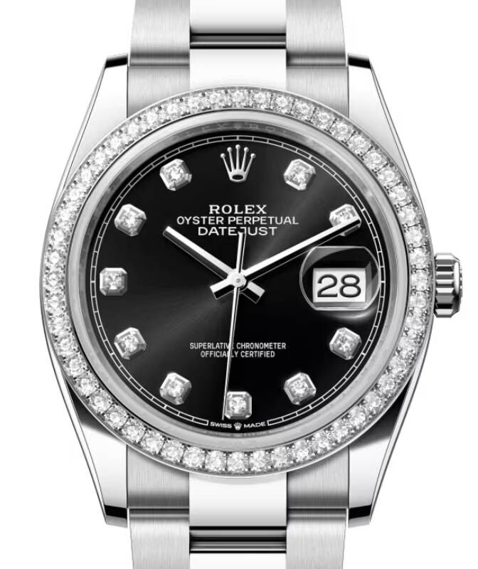 Rolex Datejust 36 36 mm 126284RBRBKDO Steel/White Gold/Diamonds Black