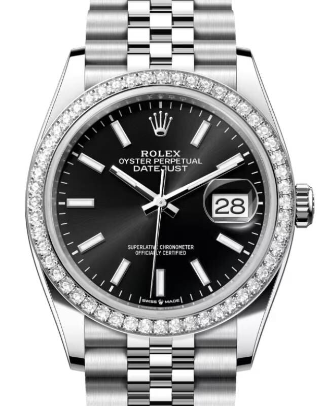 Rolex Datejust 36 36 mm 126284RBRBKSJ Steel/White Gold/Diamonds Black