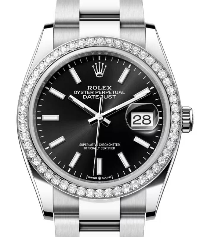 Rolex Datejust 36 36 mm 126284RBRBKSO Steel/White Gold/Diamonds Black