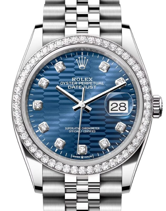 Rolex Datejust 36 36 mm 126284RBRBLUFMDJ Steel/White Gold/Diamonds Blue