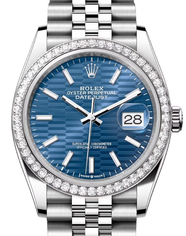Rolex Datejust 36 36 mm 126284RBRBSJ Steel/White Gold/Diamonds Blue