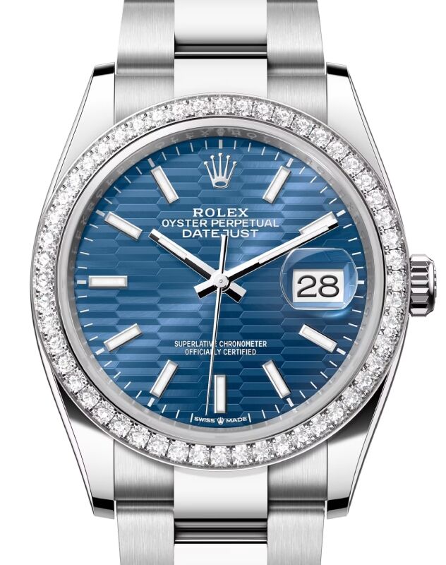Rolex Datejust 36 36 mm 126284RBRBSO-1 Steel/White Gold/Diamonds Blue