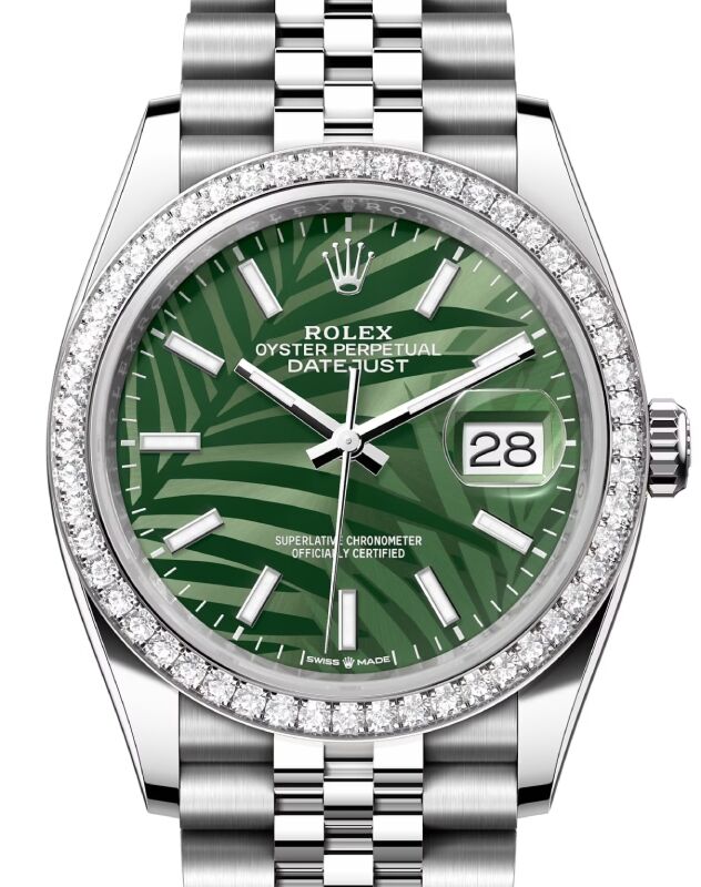 Rolex Datejust 36 36 mm 126284RBRGSJ Steel/White Gold/Diamonds Olive Green