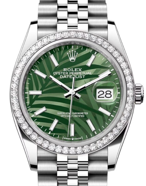 Rolex Datejust 36 36 mm 126284RBRGSJ Steel/White Gold/Diamonds Olive Green