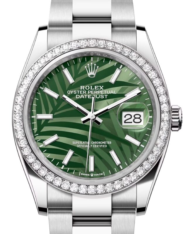 Rolex Datejust 36 36 mm 126284RBRGSO Steel/White Gold/Diamonds Olive Green