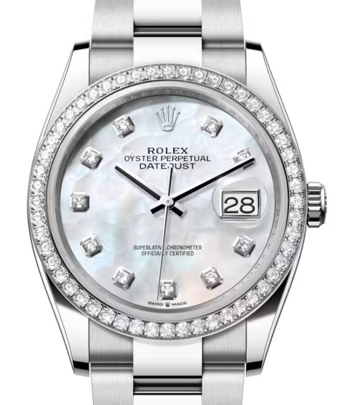 Rolex Datejust 36 36 mm 126284RBRMOPDO Steel/White Gold/Diamonds White Mother of Pearl