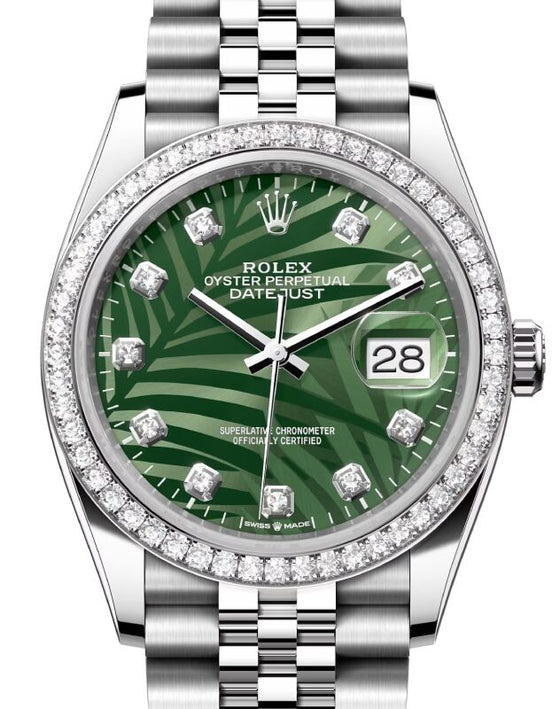 Rolex Datejust 36 36 mm 126284RBROGPMDJ Steel/White Gold/Diamonds Green