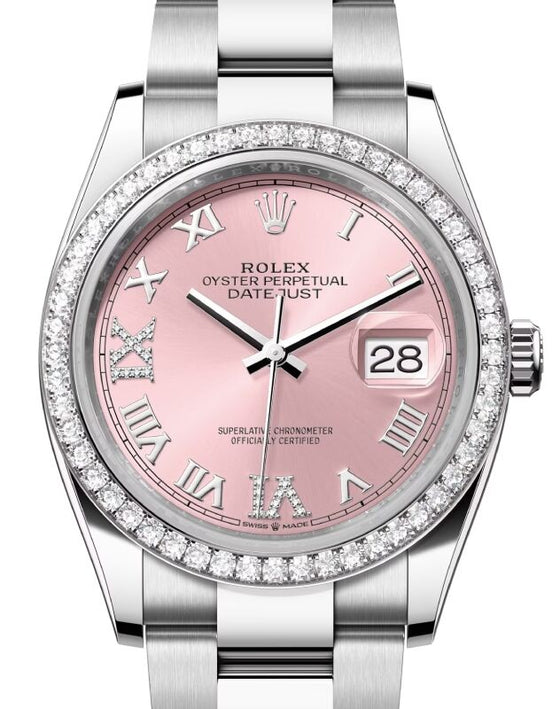 Rolex Datejust 36 36 mm 126284RBRPRDVIIXO Steel/White Gold/Diamonds Pink