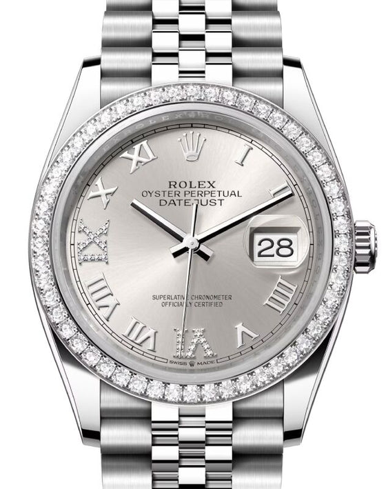 Rolex Datejust 36 36 mm 126284RBRSRDJ Steel/White Gold/Diamonds Silver