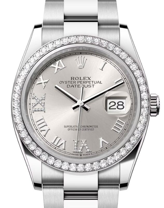 Rolex Datejust 36 36 mm 126284RBRSRDVIIXO Steel/White Gold/Diamonds Silver